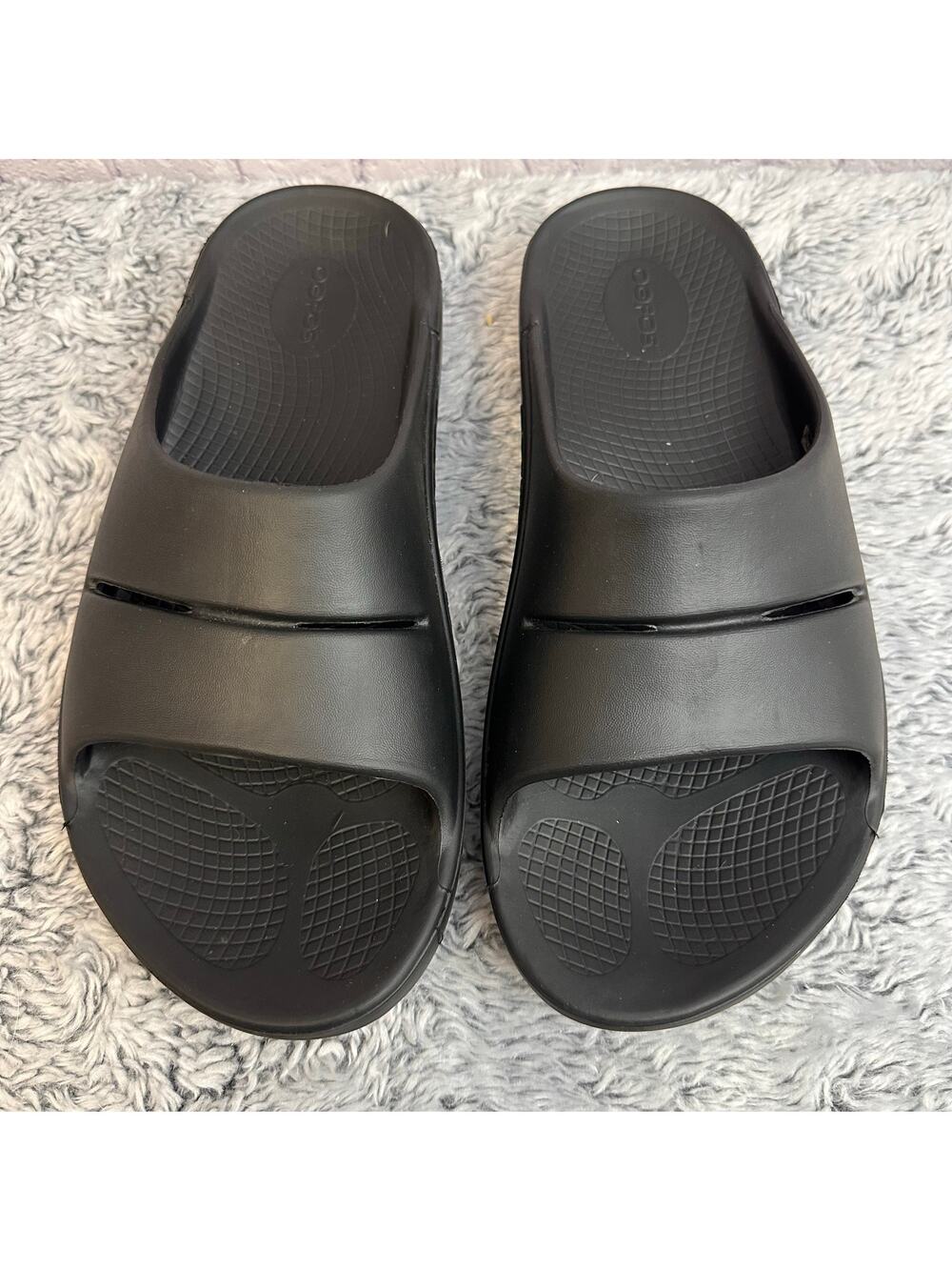 OOFOS Ooahh Recovery Slide Sandals Black Slip On Unisex Shoes W11 M9 EU 42